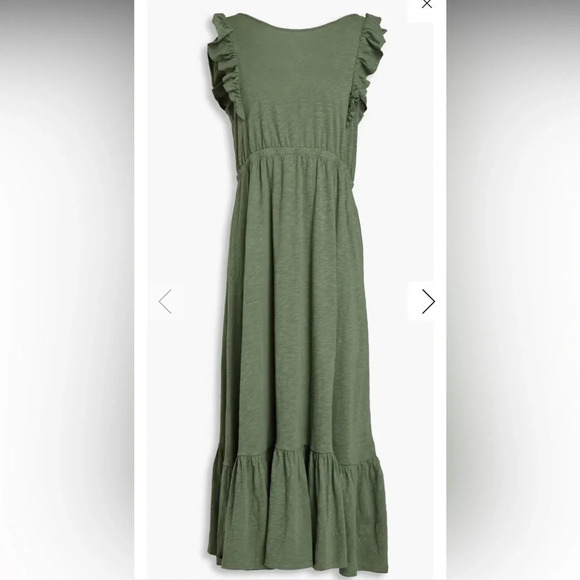 BA&SH // Open-back ruffle-trimmed slub cotton-jersey midi dress - Picture 1 of 9